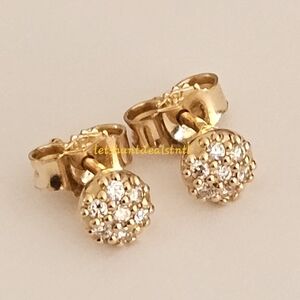 Pandora 18K Gold Pave Diamond Stud Earrings. 270111D.